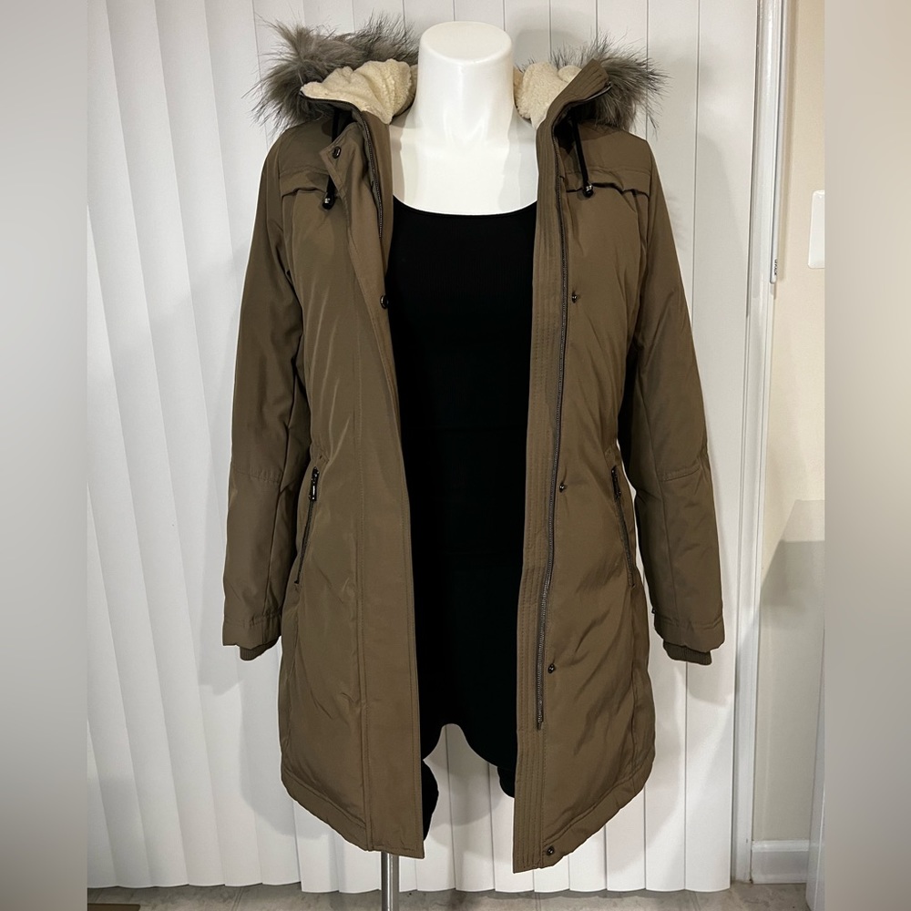 Vince Camuto Faux Fur Lined Hooded Coat